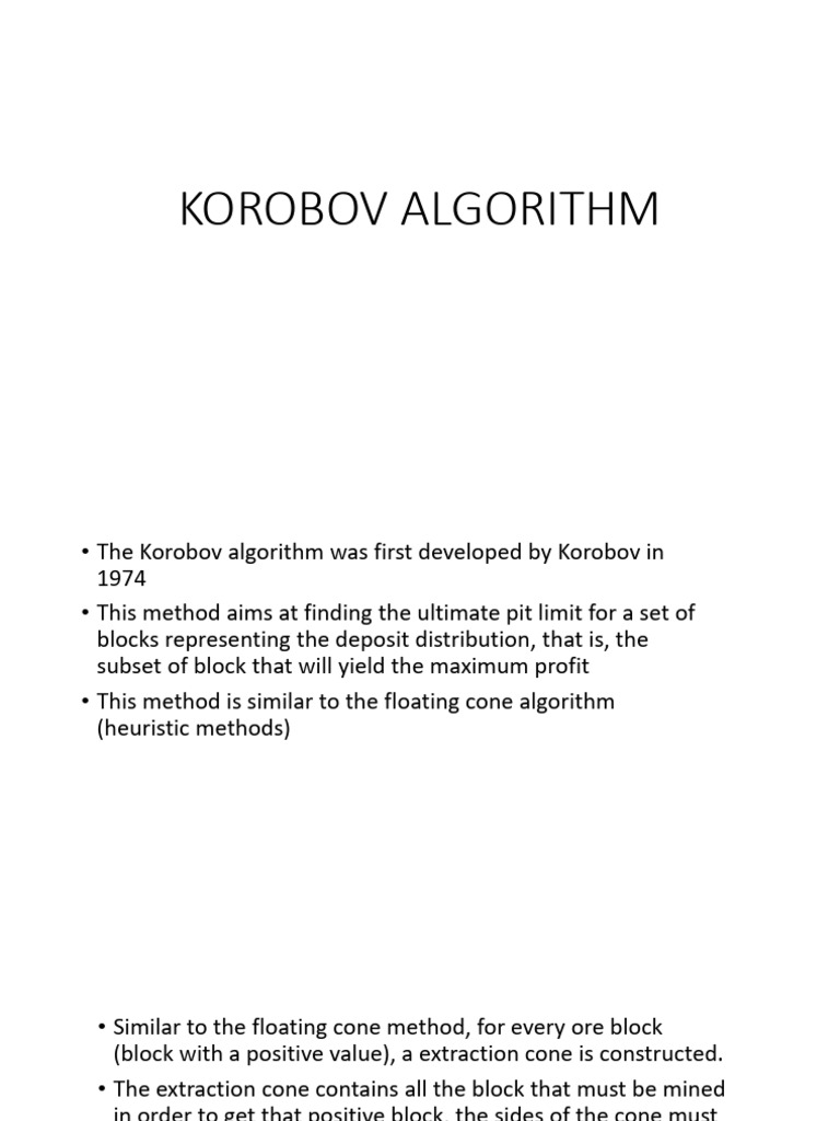 Korobov Algorithm for Optimal Pit Limits | PDF | Mathematical ...