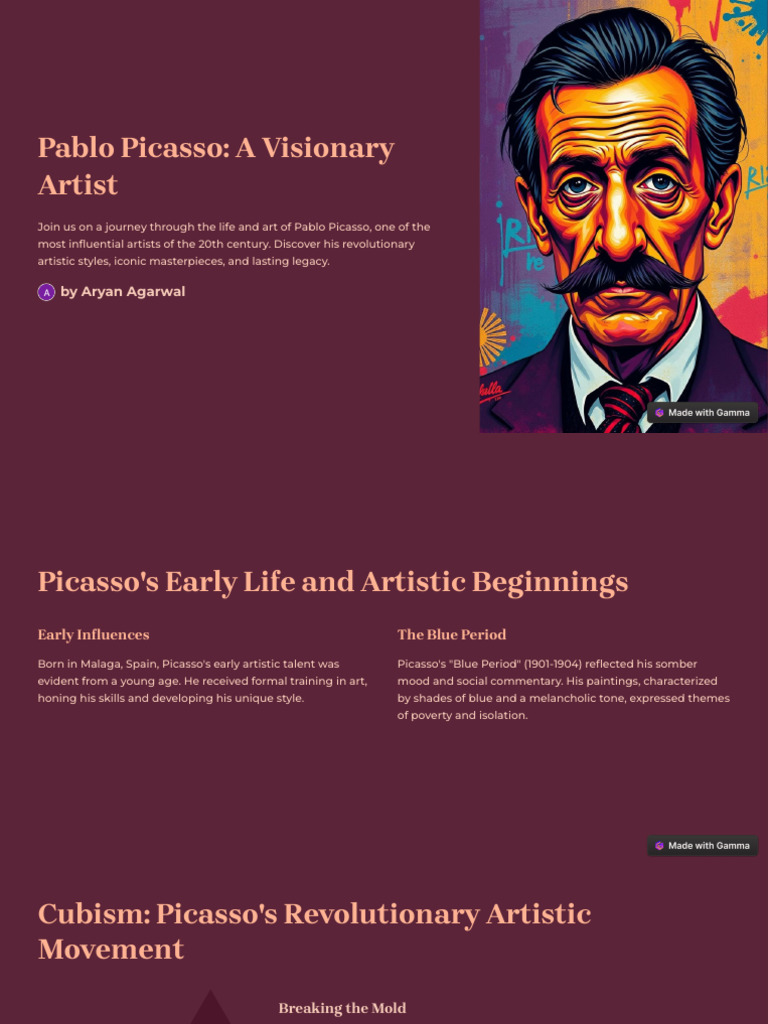Pablo Picasso A Visionary Artist | PDF | Cubism | Pablo Picasso