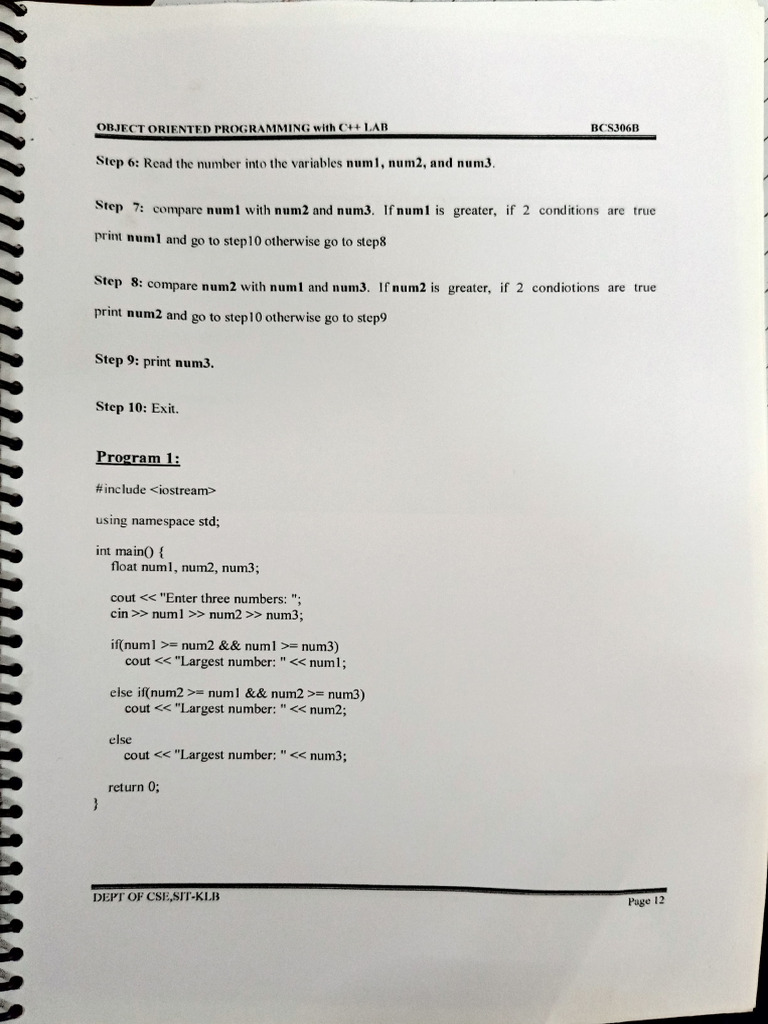 OOP's Lab Manual | PDF