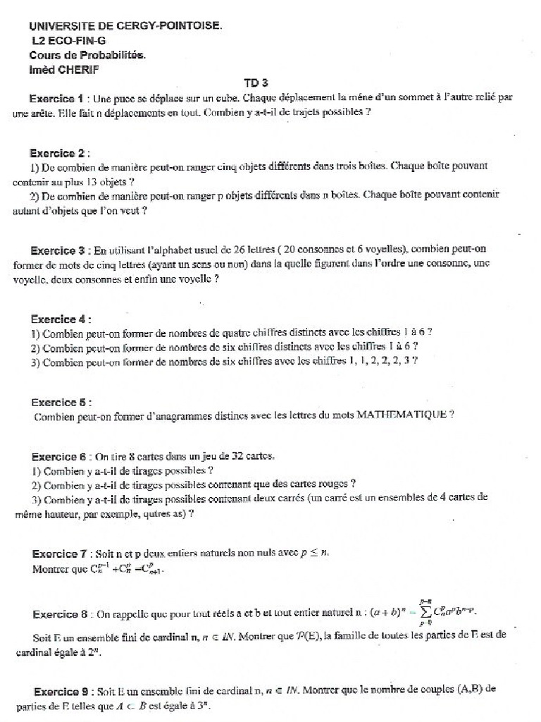 Proba TD 3 | PDF