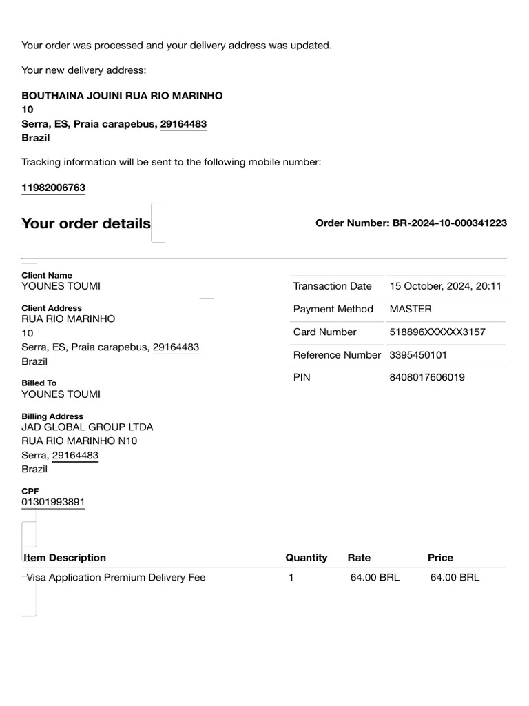 Premium delivery confirmation official u s department of state visa
