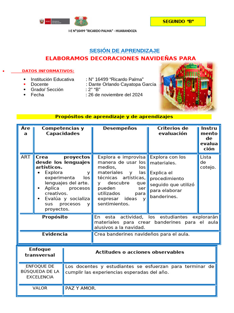 Sesion Arte | PDF | Evaluación | Salón de clases