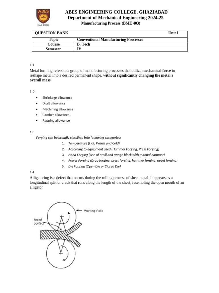 Mechanical Engineering Manufacturing Processes | PDF | Sintering | Forging