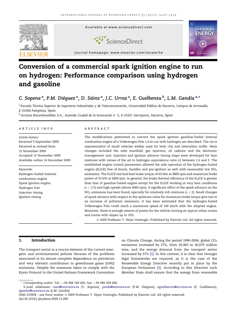 Hydrogen Conversion of Spark Ignition Engine | PDF | Engines | Combustion