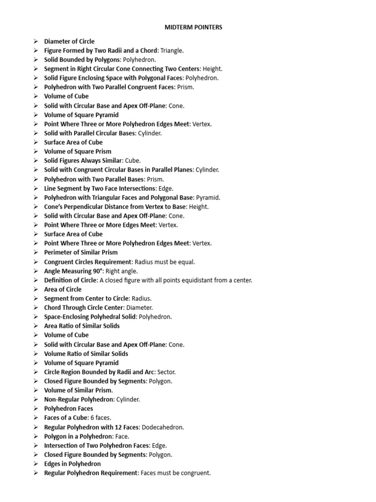 MIDTERM-REVIEWER | PDF | Circle | Area