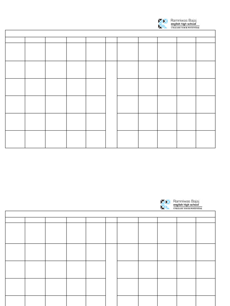9a And 9b Class Timetables Pdf