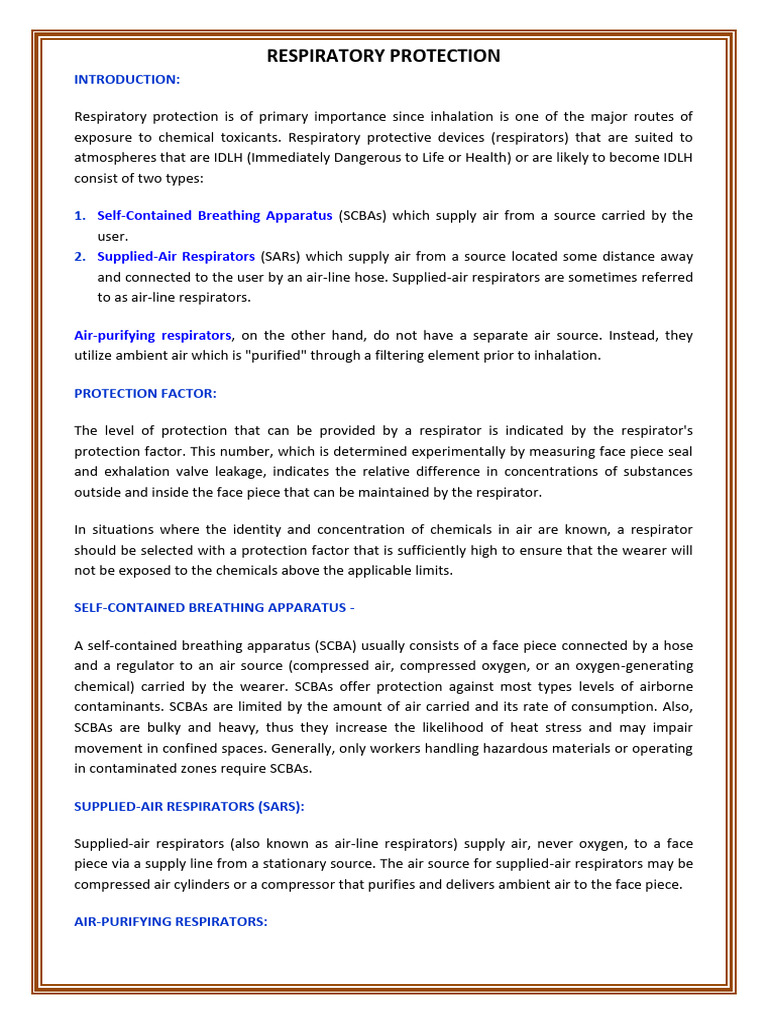 Respiratory protection | PDF | Safety | Respiration
