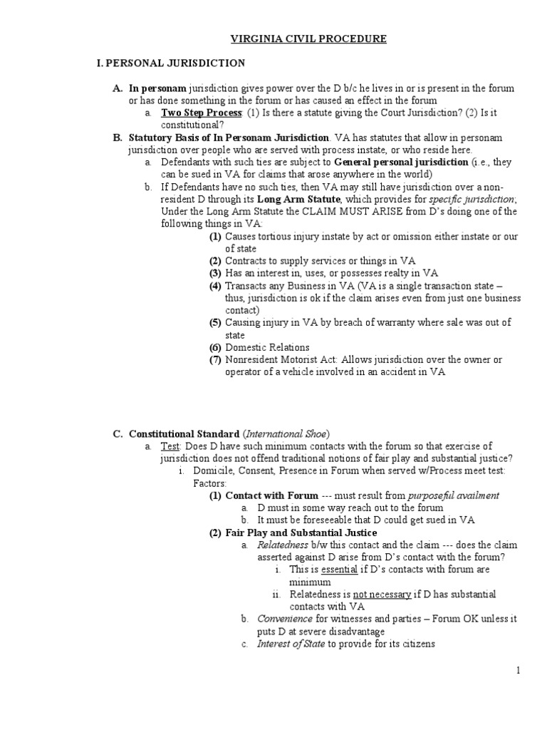 Virginia Rules of Civil Procedure BARBRI 2010 PDF Virginia