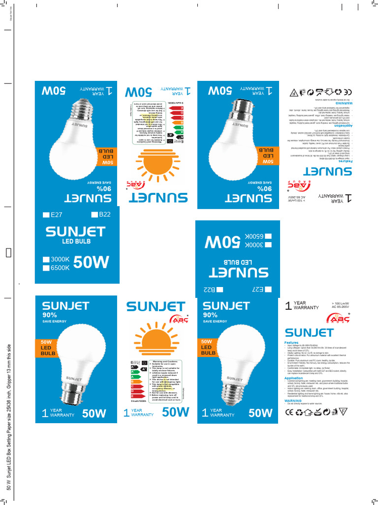 50W Sunjet LED Bulb Specifications | PDF | Compact Fluorescent Lamp ...