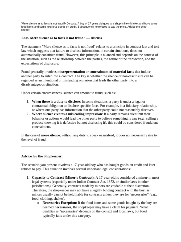 Contract 2.0 | PDF | Misrepresentation | Consent