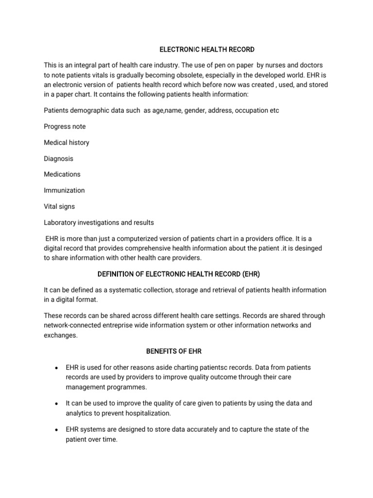 Electronic Health Record | PDF | Electronic Health Record | Social Programs