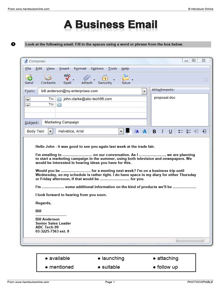 biz_email | PDF | Reading Comprehension | Communication