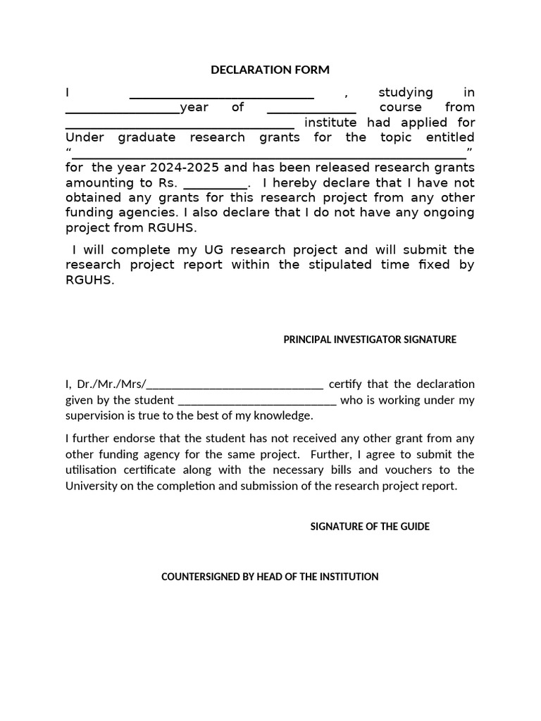 RGUHS Staff Declaration Form 2024-2025 | PDF