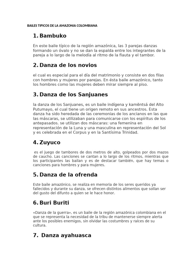 Bailes Típicos de la Amazonía Colombiana | PDF | Bailes | Ropa