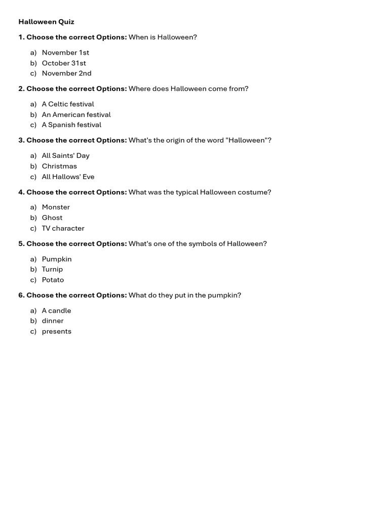 Halloween quiz pdf
