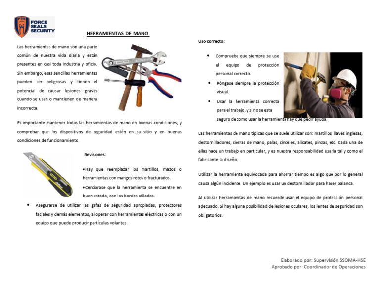 Seguridad en el Uso de Herramientas de Mano | PDF | Herramientas | Martillo