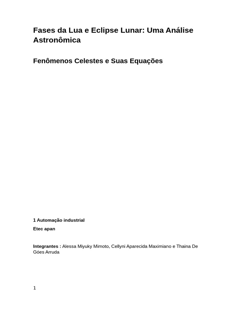 Fases da Lua e Eclipses Lunares | PDF