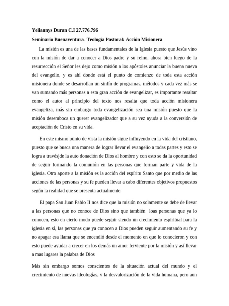 Acción Misionera | PDF | Misionero | Iglesia Católica