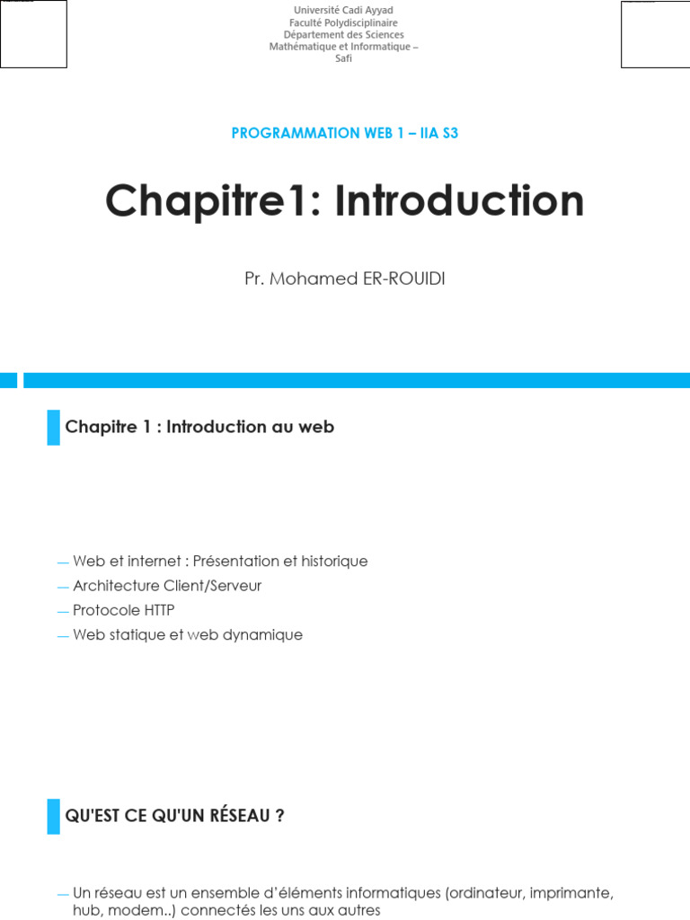 Introduction à la Programmation Web | PDF | Internet | Internet et Web