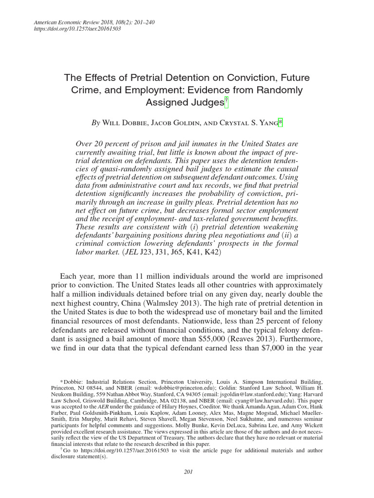 Impact of Pretrial Detention on Outcomes | PDF | Bail | Plea
