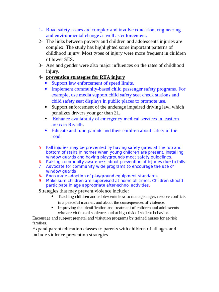 Childhood Injury Prevention Strategies | PDF | Violence | Safety