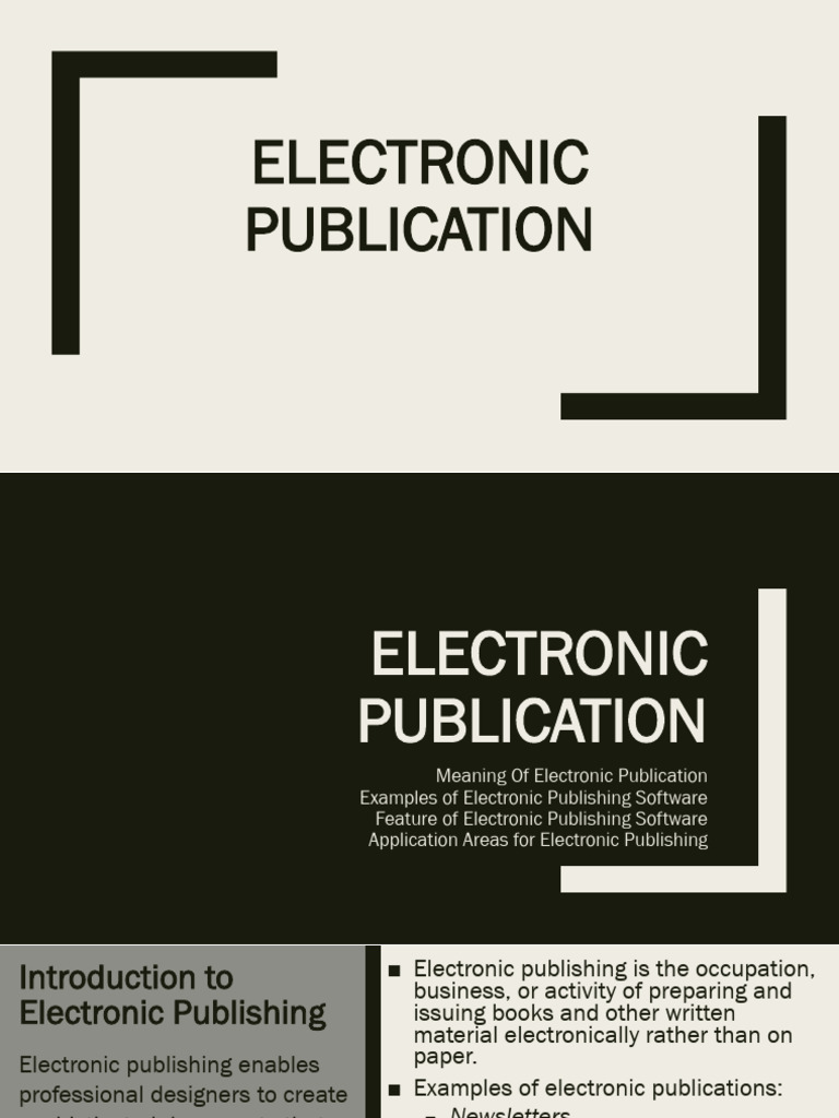 Electronic Publishing: Meaning & Examples | PDF