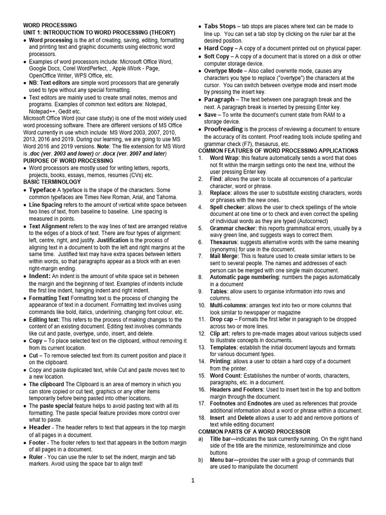 504 - 9 Computer Word Processing - Modified | PDF | Word Processor ...