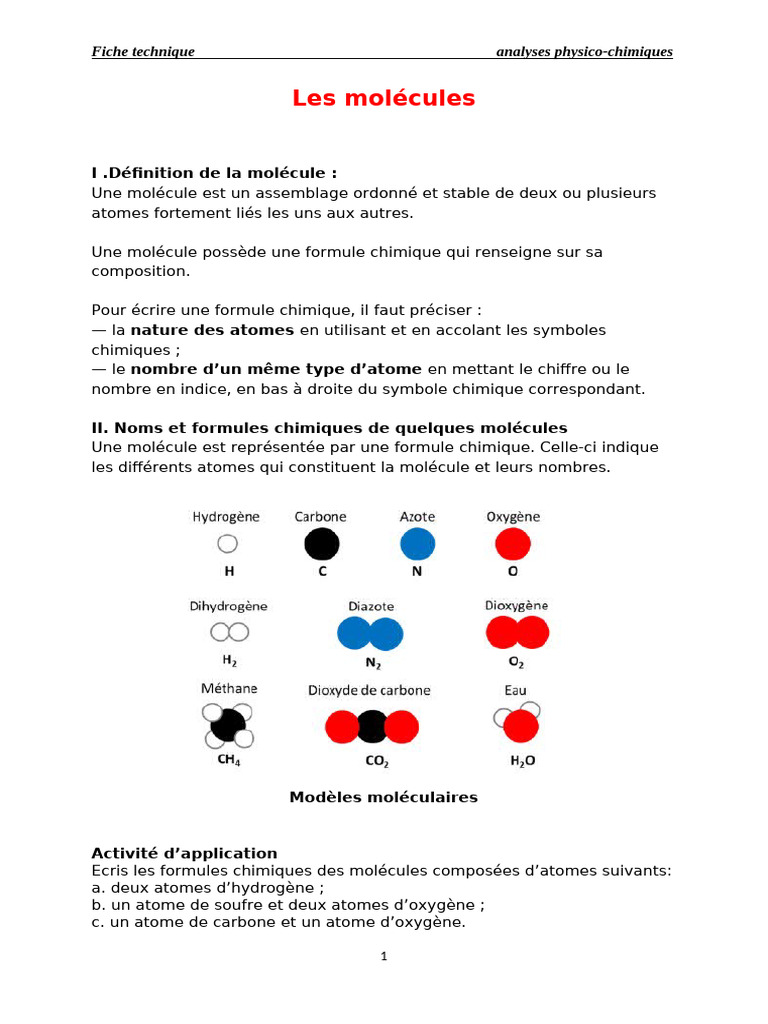 Formules et molécules chimiques | PDF | Molécules | Liaison chimique