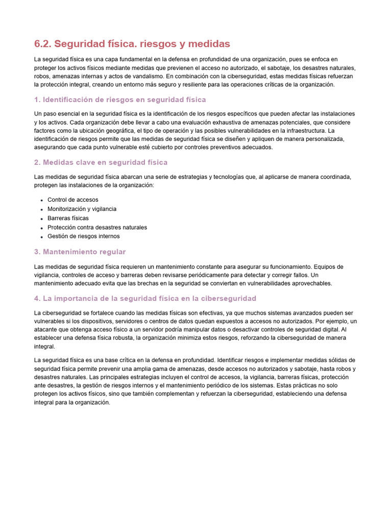 6.2. Seguridad física. riesgos y medidas | PDF | La seguridad ...
