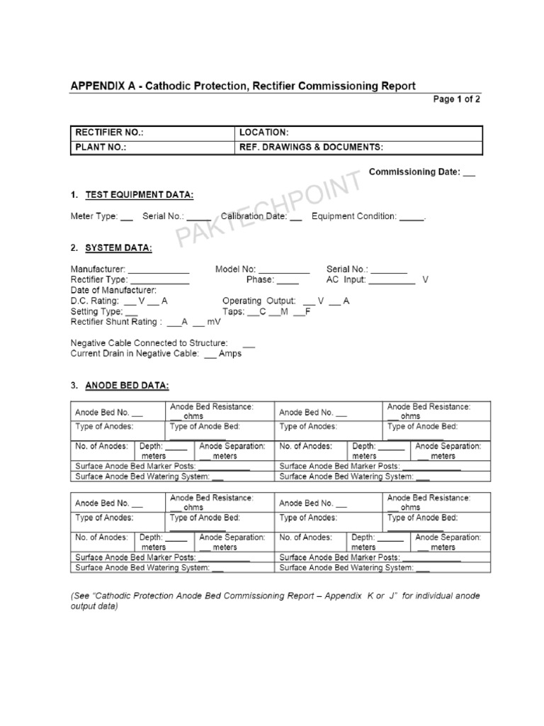 Cathodic Protection-Commissioning Reports | PDF