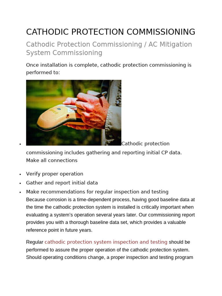 Cathodic Protection Commissioning | PDF | Corrosion
