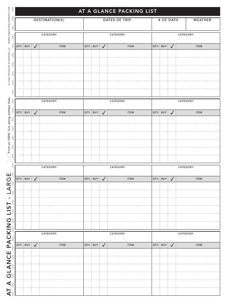 At A Glance Packing List | PDF