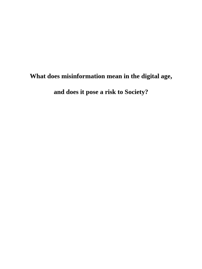 What Does Misinformation Mean in The Digital Age | PDF | Social Media ...