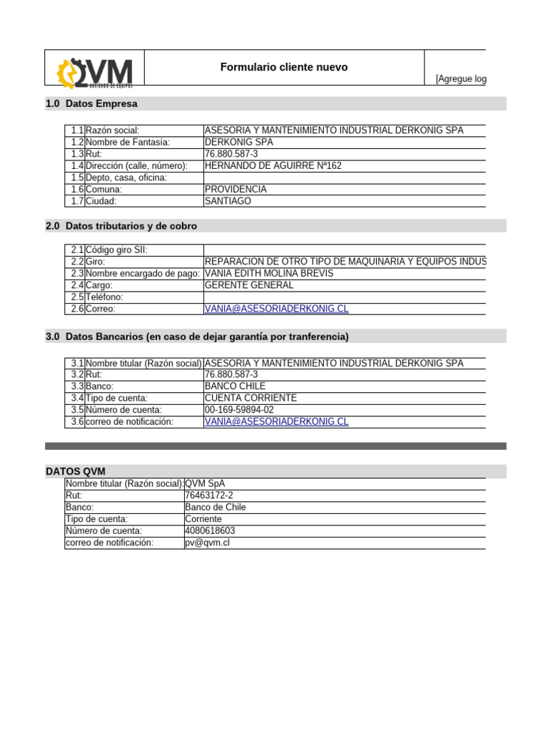 Copia de Formulario Cliente Nuevo | PDF