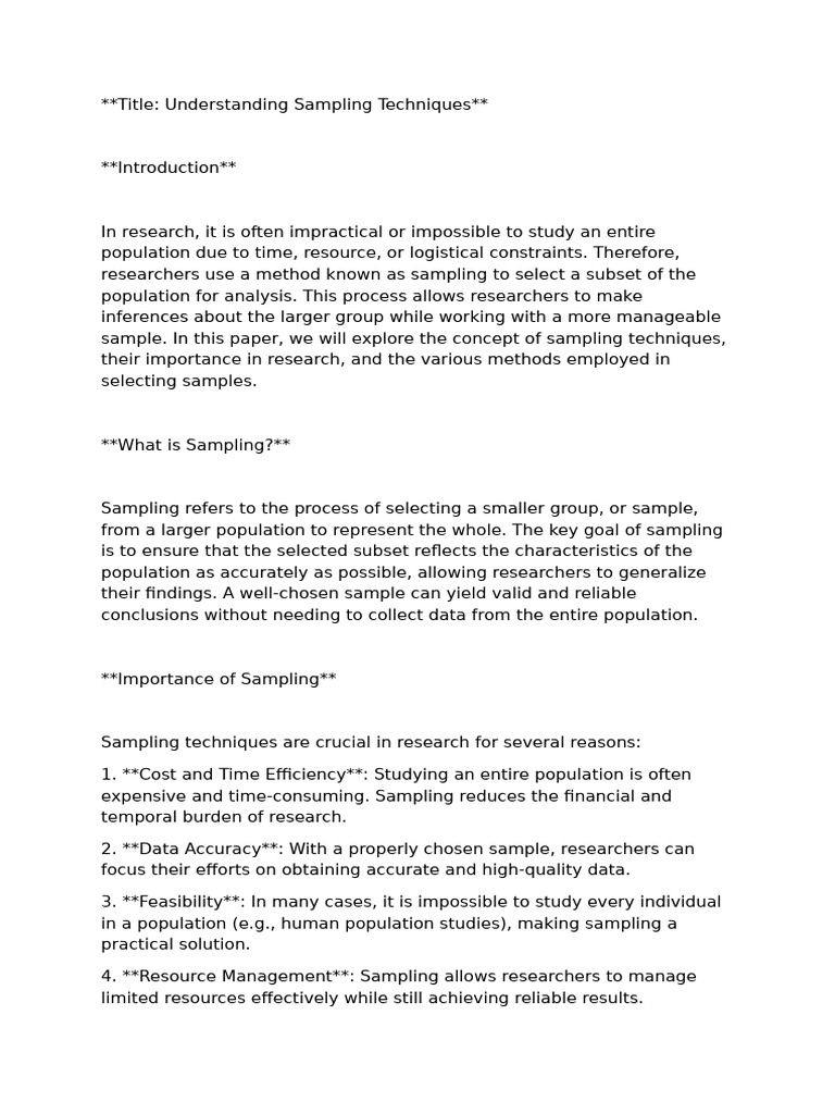 Sampling Techniques in Research Explained | PDF | Sampling (Statistics ...