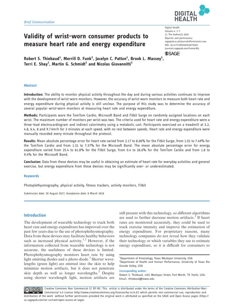 Accuracy of Wrist-Worn Heart Rate Monitors | PDF | Heart Rate | Fitbit