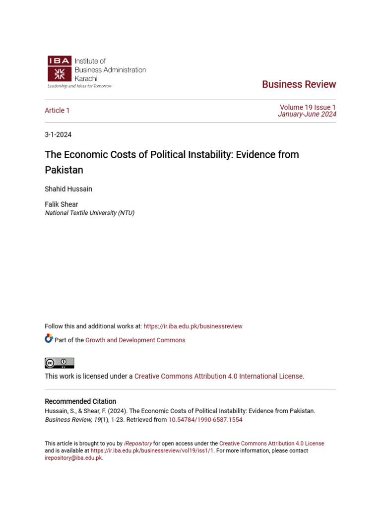 Economic Costs of Political Instability in Pakistan | PDF | Institution ...