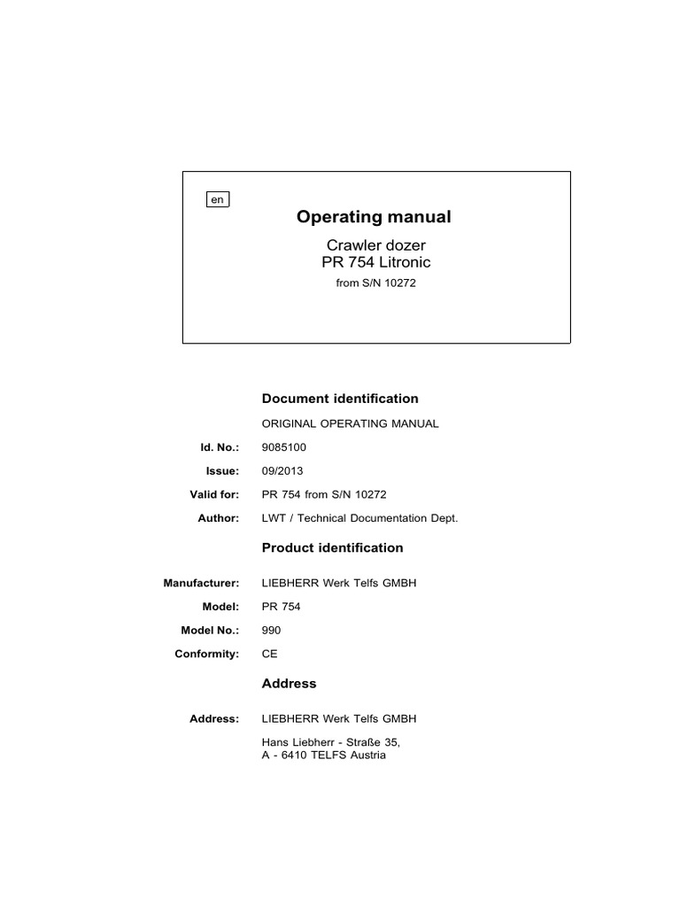 PR 754 Litronic Crawler Dozer Manual | PDF | Lubricant | Engines