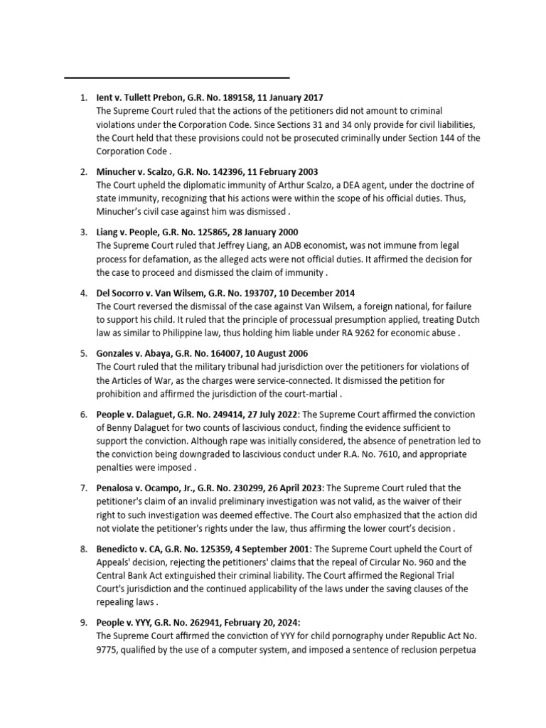 Key Supreme Court Rulings on Criminal Law | PDF | Insanity Defense | Murder