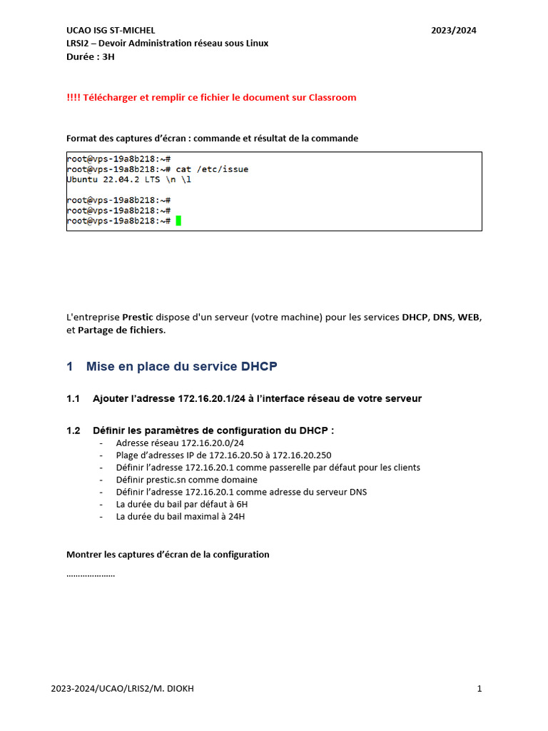 Configuration des services réseau sous Linux | PDF | Système de noms de ...