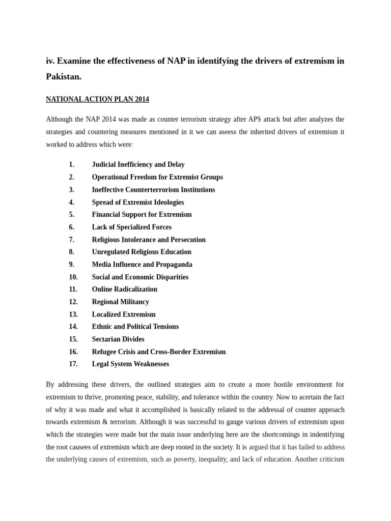 NAP Effectiveness in Drivers of Extremism Analysis | PDF