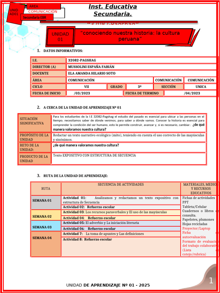3° Unidad 1 | PDF | Aprendizaje | Evaluación