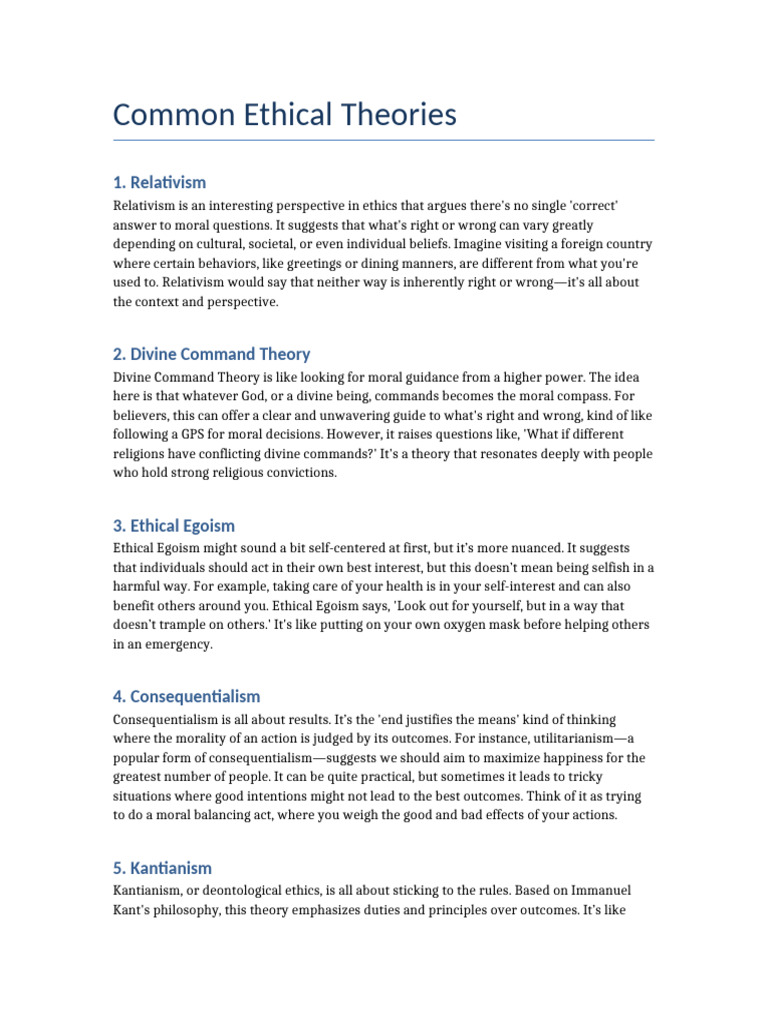 Revised Common Ethical Theories | PDF | Morality
