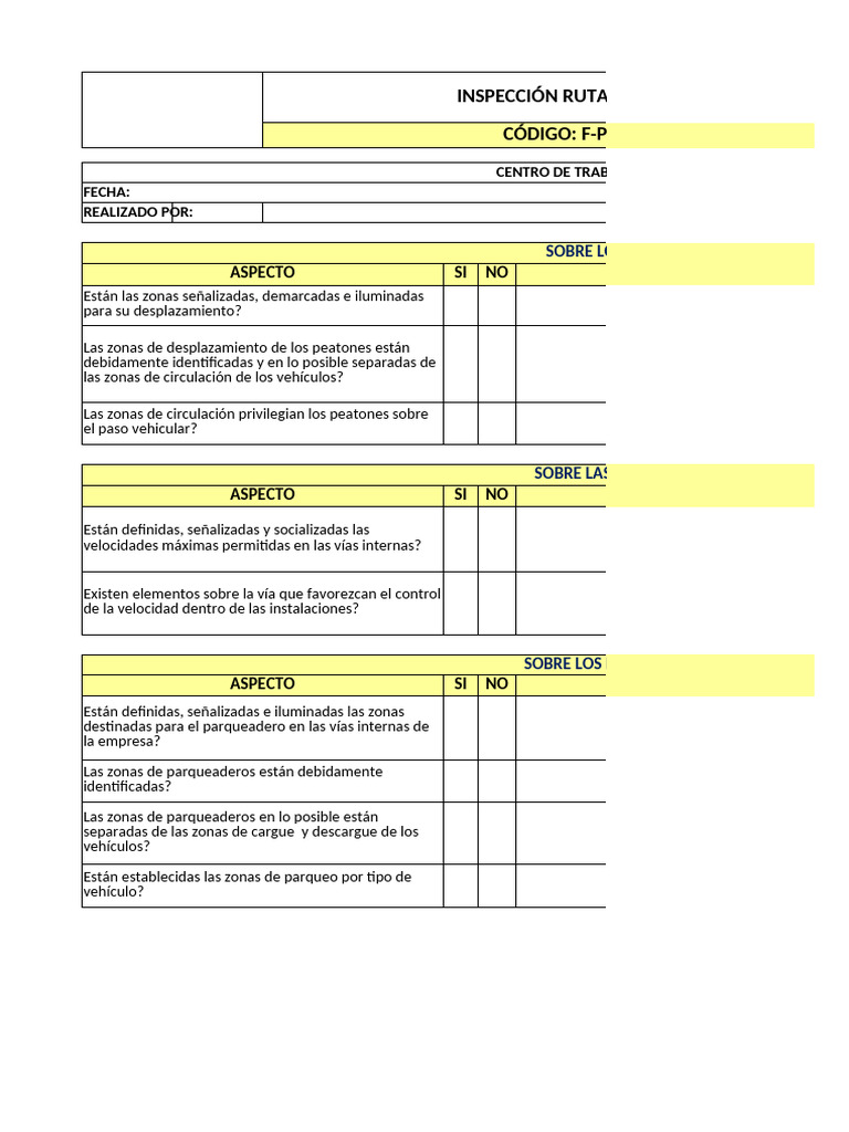 F-Pesv-08 Inspección de Rutas Internas | PDF