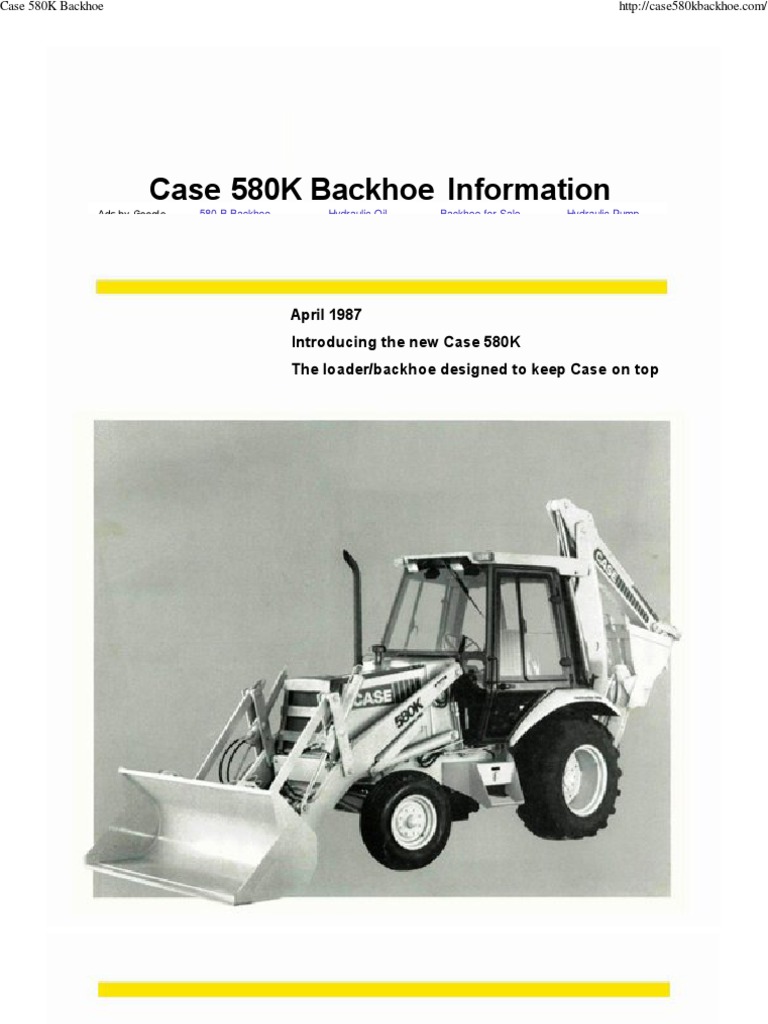 Case Backhoe 580K Catalog PDF Loader (Equipment) Construction Equipment