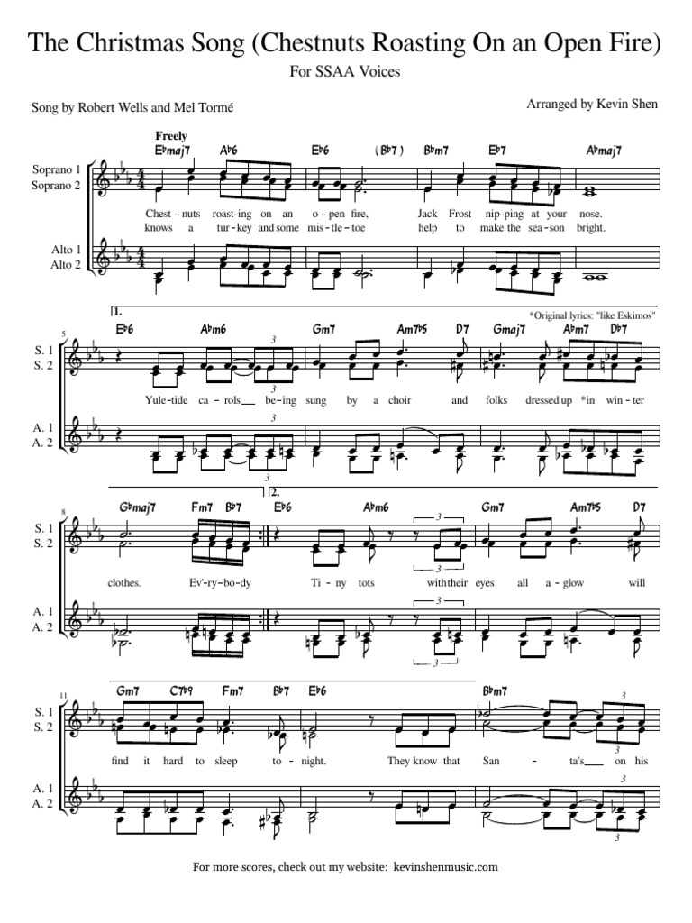 The Christmas Song Chestnuts Roasting On An Open Fire SSAA A Cappella | PDF