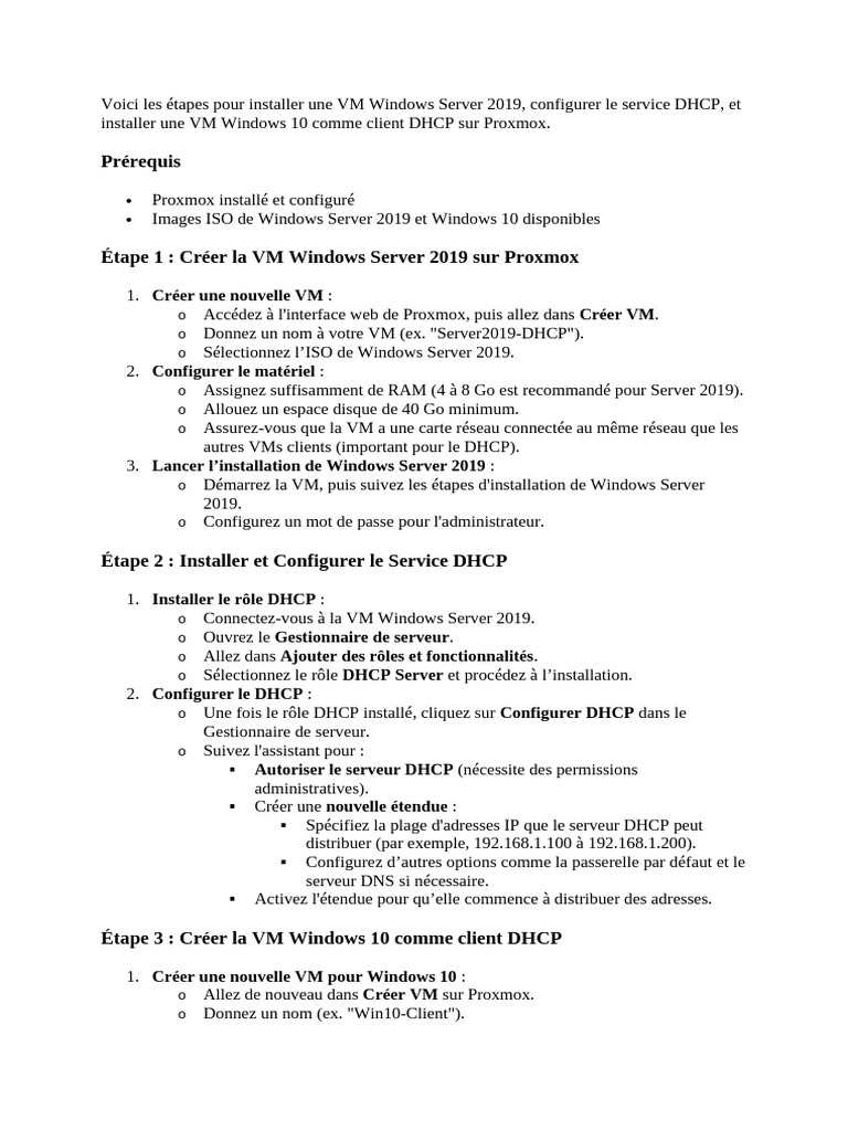 Installer DHCP sur Windows Server 2019 | PDF | Serveur (Informatique ...