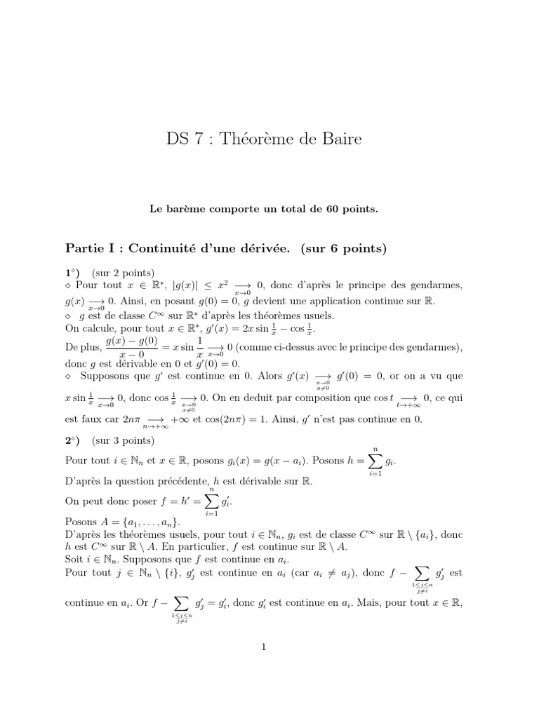 Théorème de Baire : Analyse et Applications | PDF | Inclusion ...