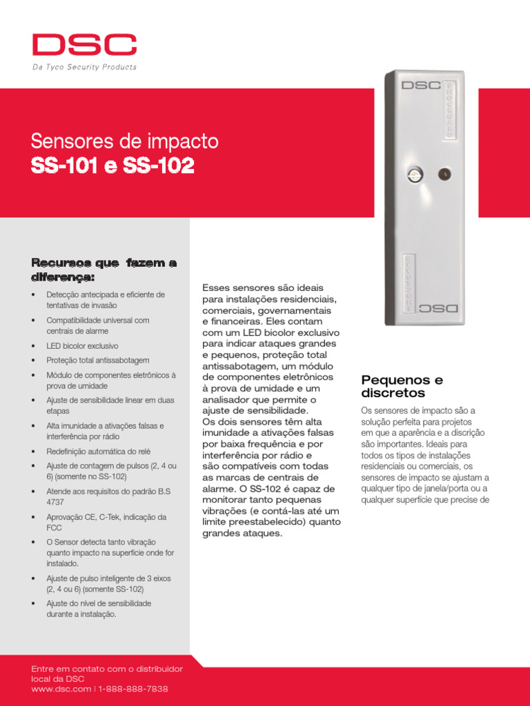 Sensor de Impacto SS-102: Manual e Especificações | PDF