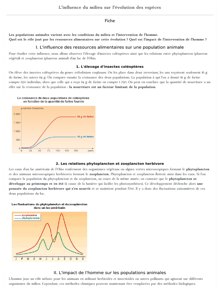 Impact du milieu sur l'évolution animale | PDF | Phytoplancton | Lutte ...